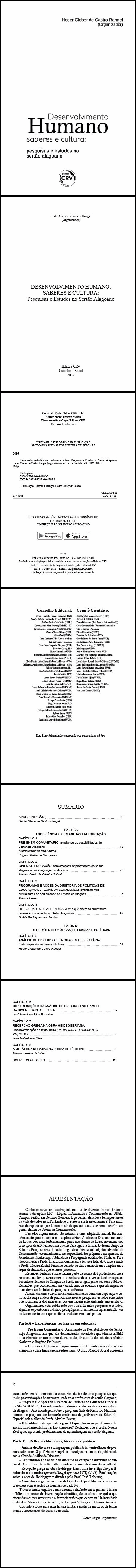 DESENVOLVIMENTO HUMANO, SABERES E CULTURA:<br> pesquisas e estudos no sertão alagoano